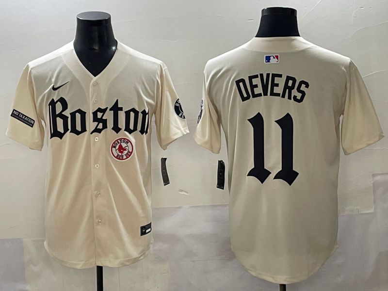 Men 2025 Boston Red Sox #11 Devers Cream Five generations Joint Name Nike MLB Jersey style 17->boston red sox->MLB Jersey